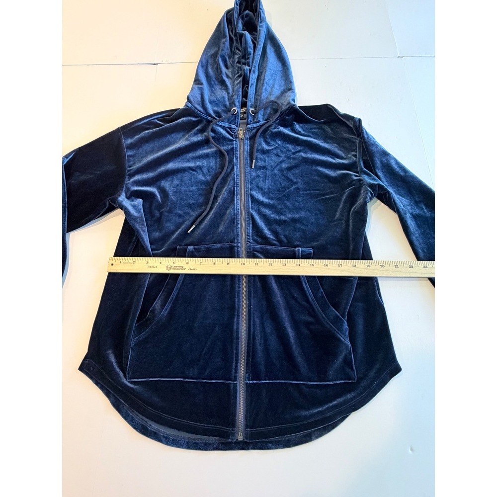 Liverpool Los Angeles Navy Blue Velvet Tracksuit Zip Hoodie Wide Leg Pants Set S - Picture 11 of 13